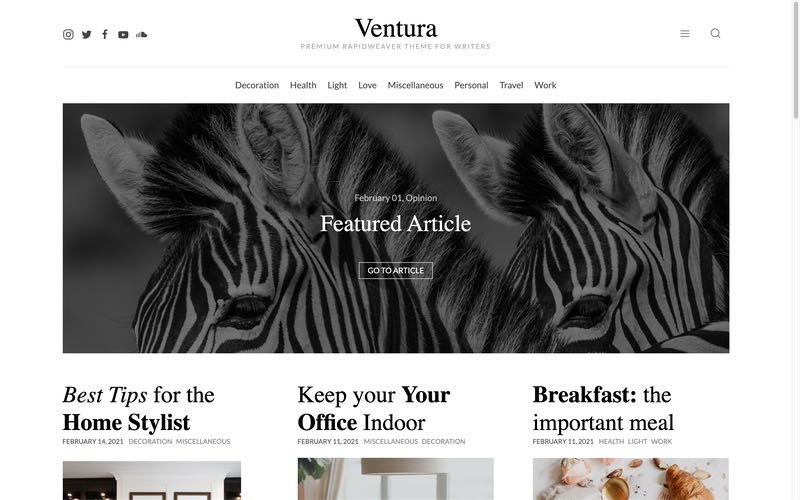 ventura theme for rapidweaver