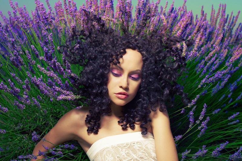 Model in flowers.